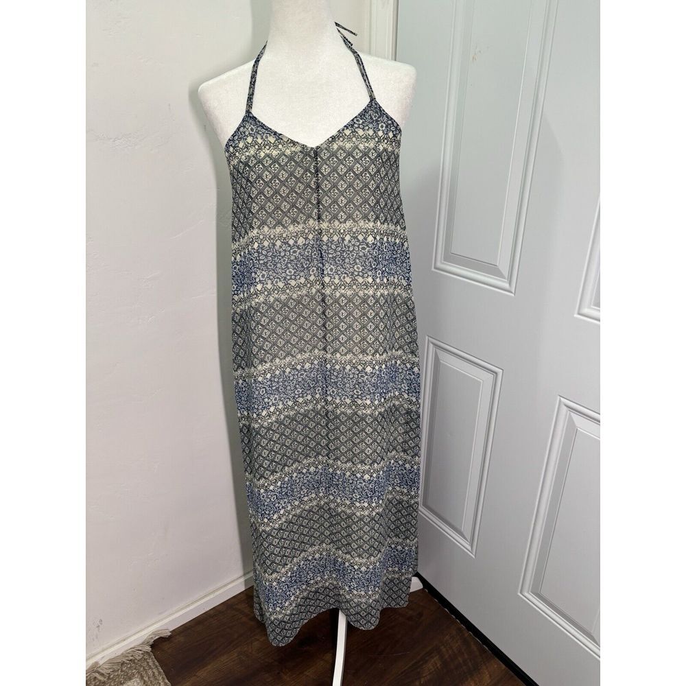 Madewell Dress Womens Small Maxi Blue Halter Summer Ditsy Floral Pockets